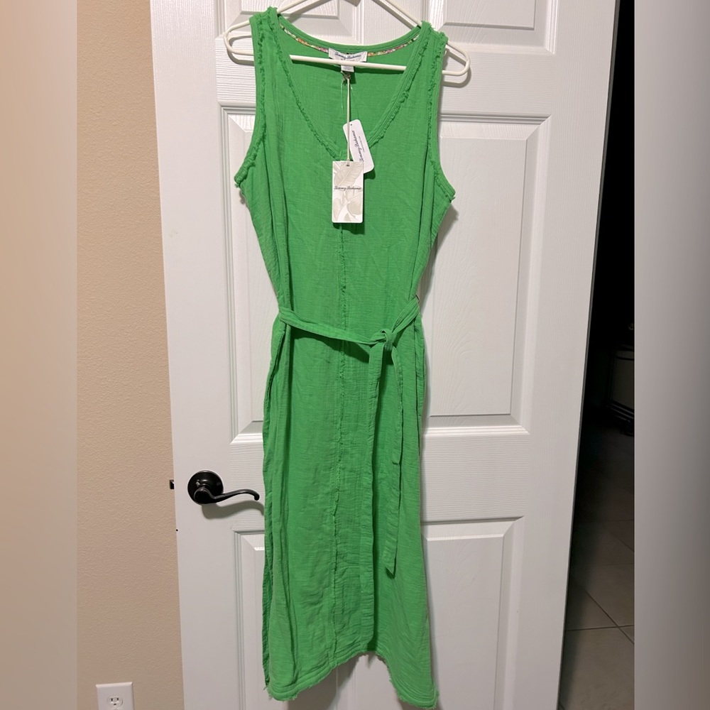 NWT Tommy Bahama “Coral Isle” size Medium Bright Green Sleeveless Midi Dress - Picture 3 of 9